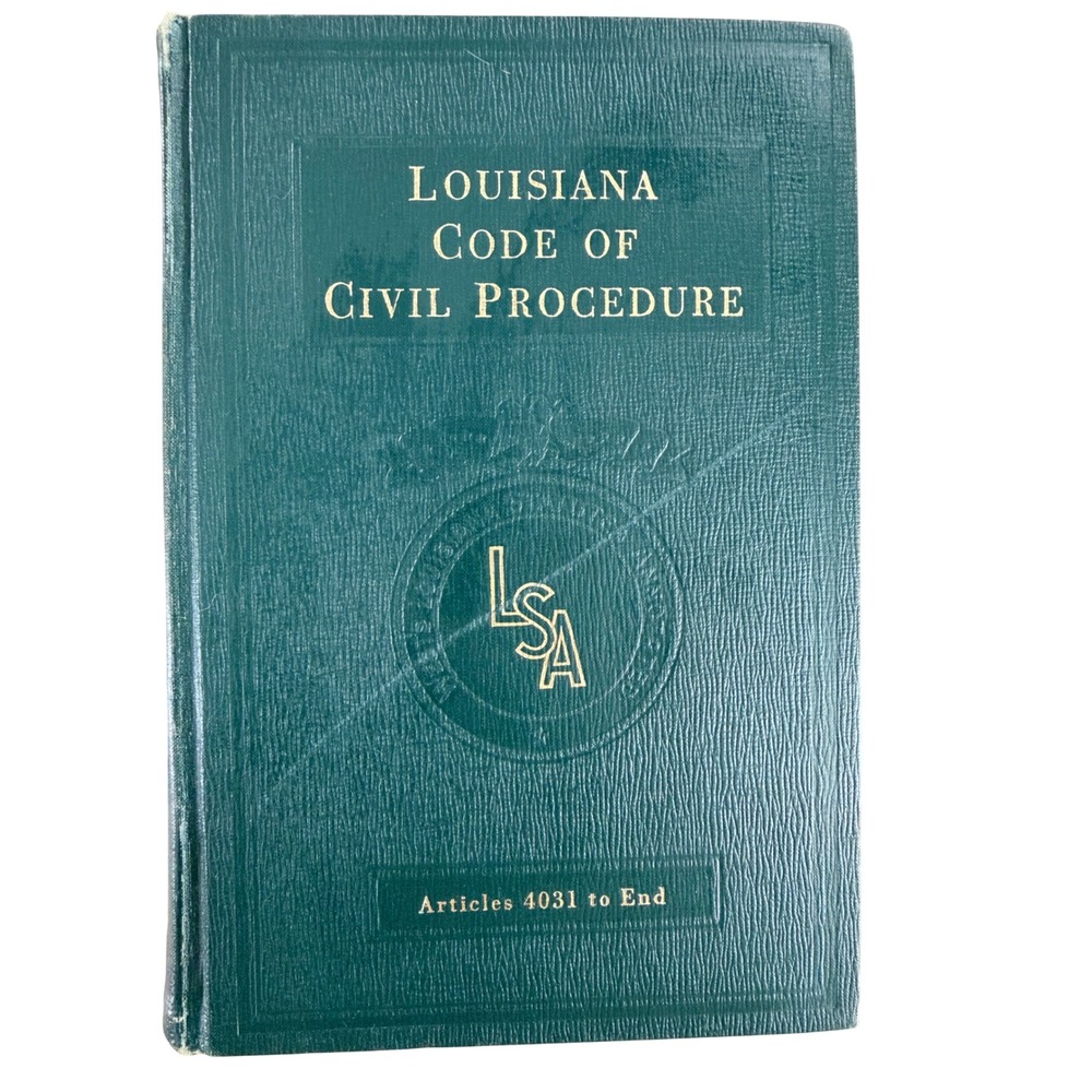 West's Louisiana Code of Civil Procedure Vol 9 Articles 4031-End Hardcover Book